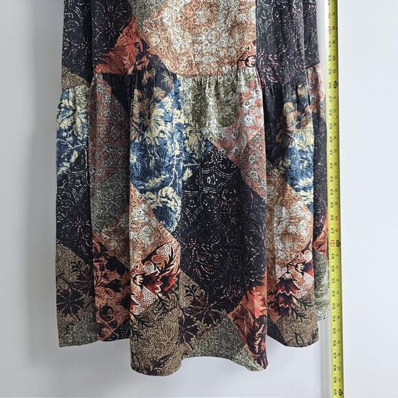 Johnny Was Dress Womens XL Mabel Multi Silk Boho Patchwork Tiered Peasant Fall - Picture 12 of 12